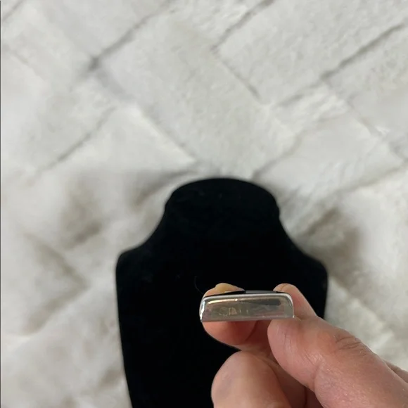 925 Sterling Silver Black & White Stone Checkerboard Pendant - Source Unknown - Picture 3 of 4